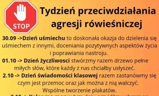Tydzień Przeciwdziałania Przemocy Rówieśniczej - 29.09.2025-03.10.2025r.